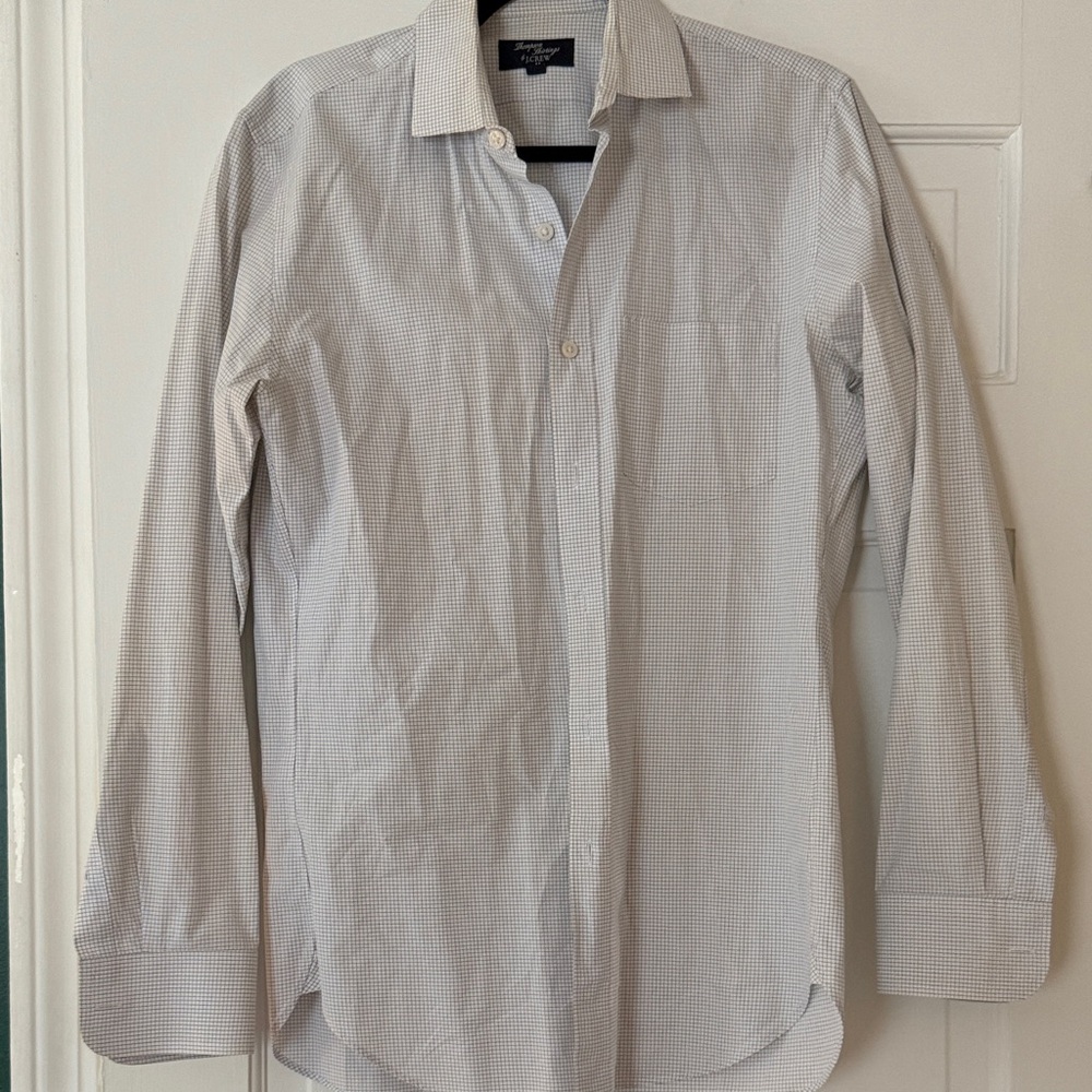 J Crew White Micro-Check Dress Shirt
